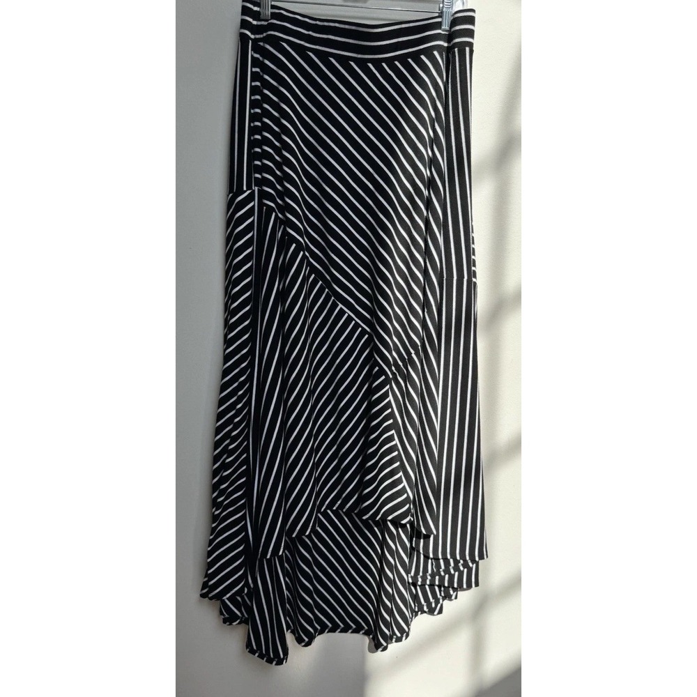 Torrid Hi-Low Maxi Skirt Sz 1 = 14 16 Black White Stripes Nautical Yacht Coastal - Picture 4 of 16